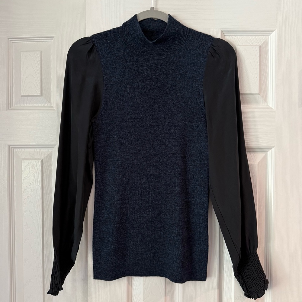 NWT Rebecca Taylor Navy and Black Blouse